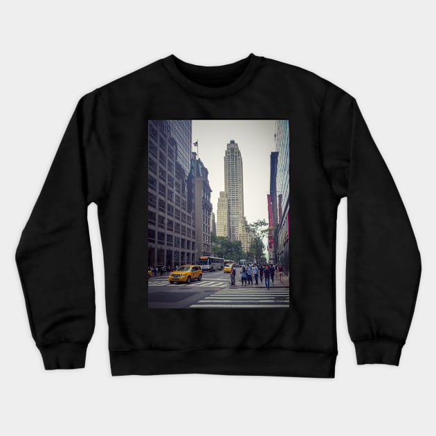 Skyscrapers Street People Garment District Manhattan NYC Crewneck Sweatshirt by eleonoraingrid